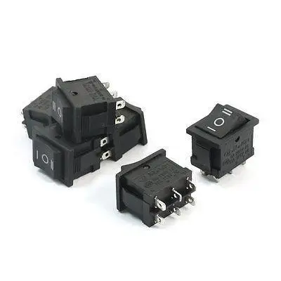 

6Pcs Black AC 250V 6A AC 125V 10A DPDT Panel Mounting Boat Rocker Switch