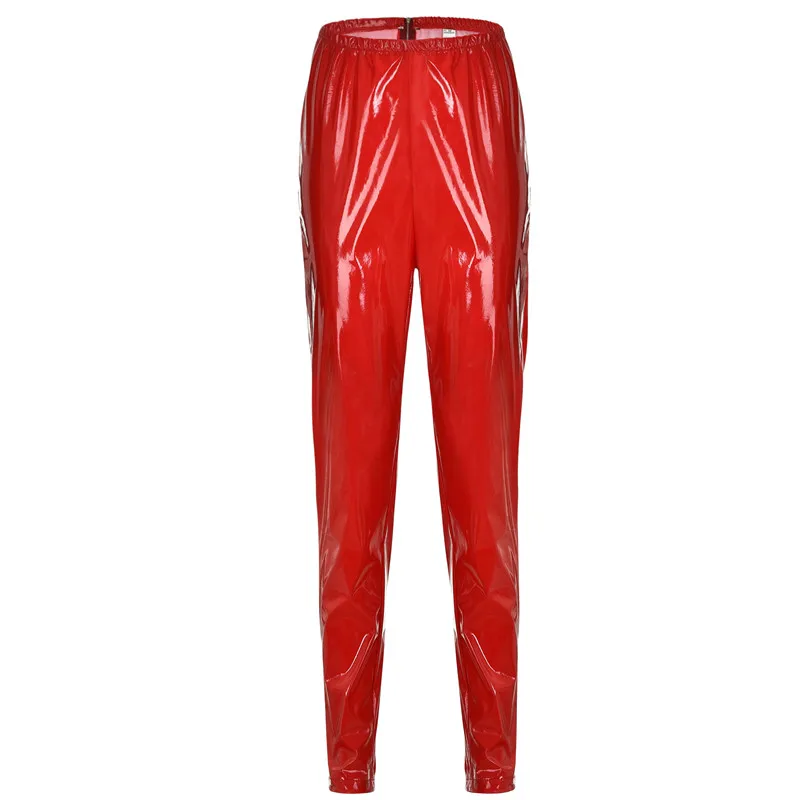 Women leather vinyl pants fetish wet look leather skinny pant exotic dancewear chaps pole dance sexy pants for women clubwear