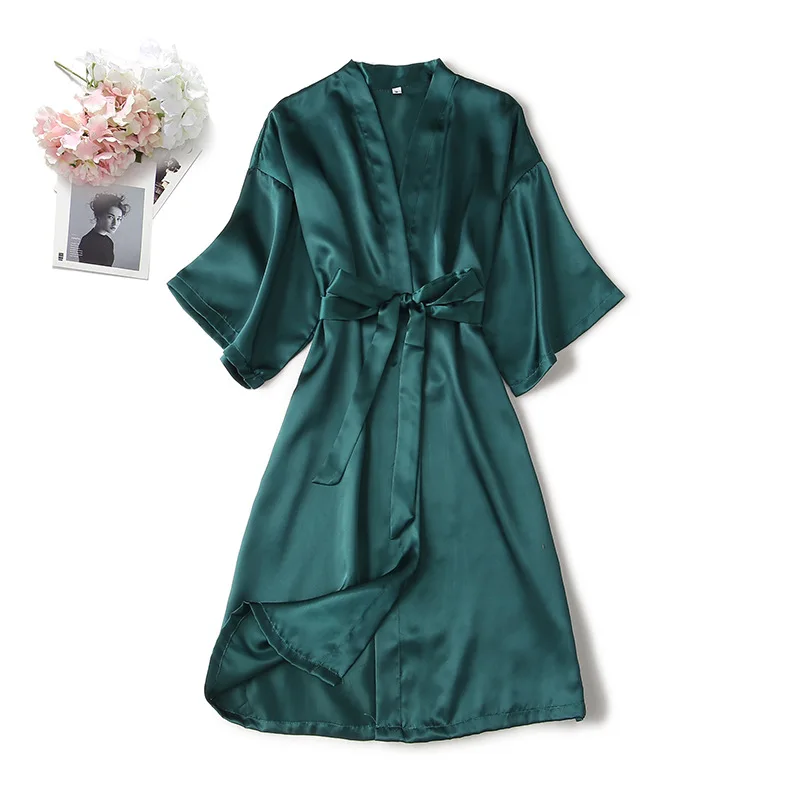 

Bridal Wedding Robe Satin Women V-Neck Loose Kimono Bathrobe Gown Sexy Nightgown Bridesmaid Sleepwear Loose Intimate Lingerie