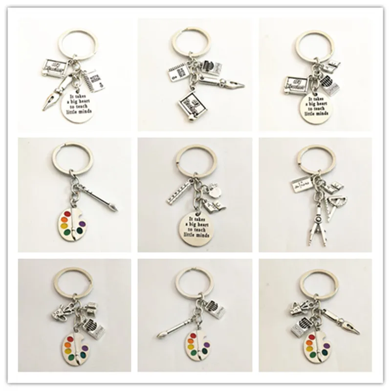 1 apple charm word teacher keychain teach small mind needs big heart TECTOR gift key ring Drawing board keychain|Брелоки| |