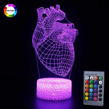 

Colorful 3D Lamp Illusion Flash Night Light Remote Control Brain Organ Series Touch LED Night Table Lamp Gifts for Doctor