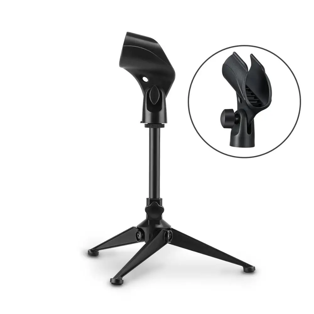 

Moukey Mini Desk Mic Stand Foldable Tripod Desktop Microphone Holder Stand With Clip Mount Adjustable For Tabletlop Karaoke New