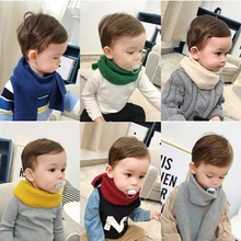 Мода года, зимние детские шарфы, теплый шарф для маленьких мальчиков и девочек, однотонный мягкий шарф с воротником, детский растягивающийся шарф с кольцом