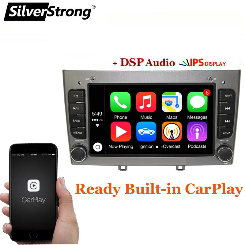 SilverStrong Android10 CarPlay для PEUGEOT 308 408 Navi радио GPS DSP два Din 32 Гб емкости серый черный