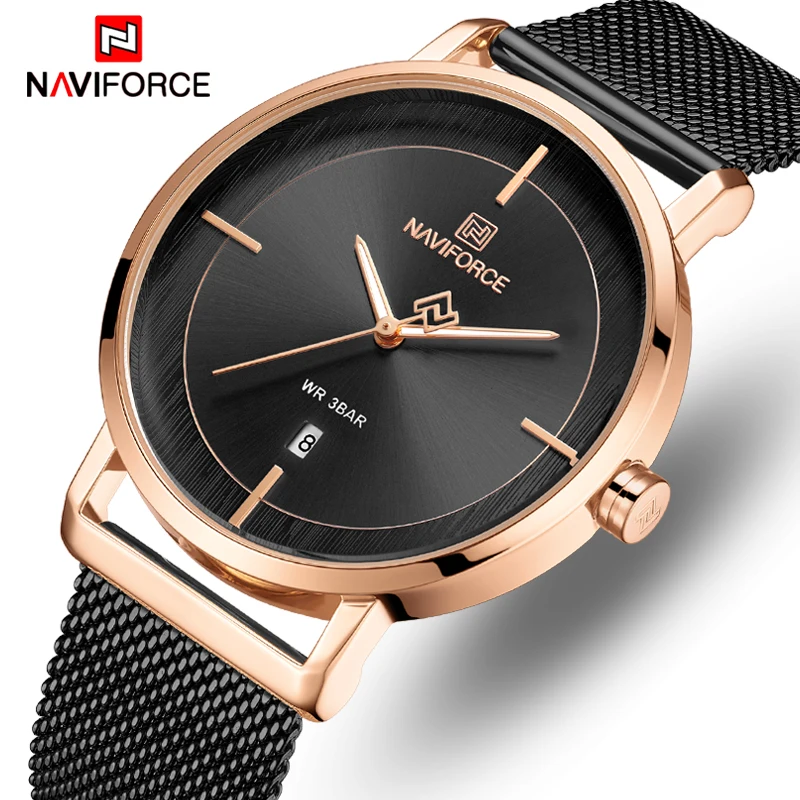 

NAVIFORCE Men Watches Top Luxury Brand Men Fashion Sport Watch Stainless Steel Mesh Quartz Male Clock Waterproof Wristwatches