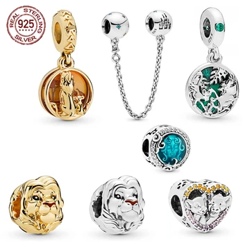 

2019 NEW 100% 925 Sterling Silver Summer 1:1 Shine Gold Lion King Simba Charm Fit DIY Europe Women Original Bracelet Jewelry