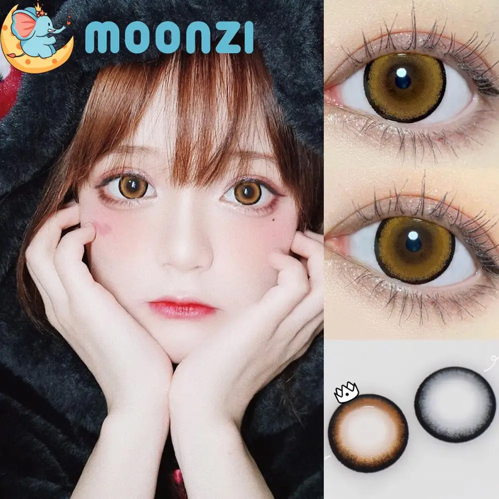 

MOONZI Holy deer natural contact lens brown BIG Beautiful Pupil Colored Contact Lenses for eyes yearly Myopia prescription