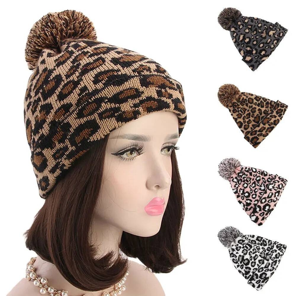 Зимние теплые женские шапки с помпоном мешковатые вязаные крючком для женщин