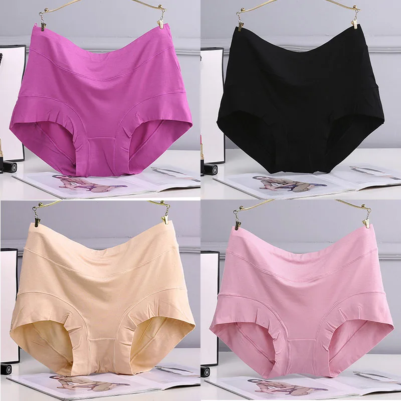 

CP106 4Pcs/Lot Comfortable Ladies Panties Women Large Size Solid Underwear High Quality Lingerie Knickers Majtki Damskie