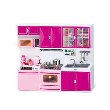 

Simulation Kitchen Cabinets Set Children Pretend Play Cooking Tools Mini Dolls