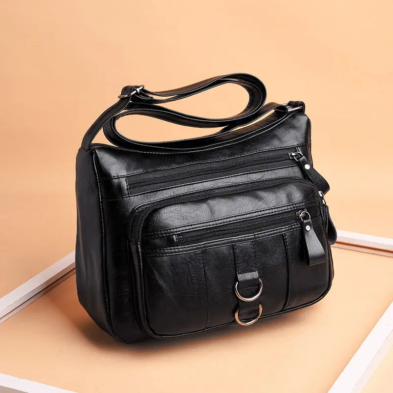 

Black Pu Leather Women Shoulder Bag Female Crossbody Messenger Bag Ladies Casual Daily Flap Bag 2019 New Hot Sale