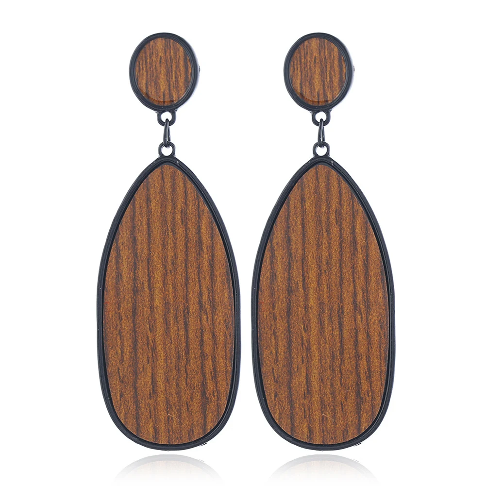 Cring Coco Women's Jewelry Accessories Pattern Wood Earrings Boho Geometric Brown Wooden Drop Earring for Women 2022 Fashion Mom - Image 5