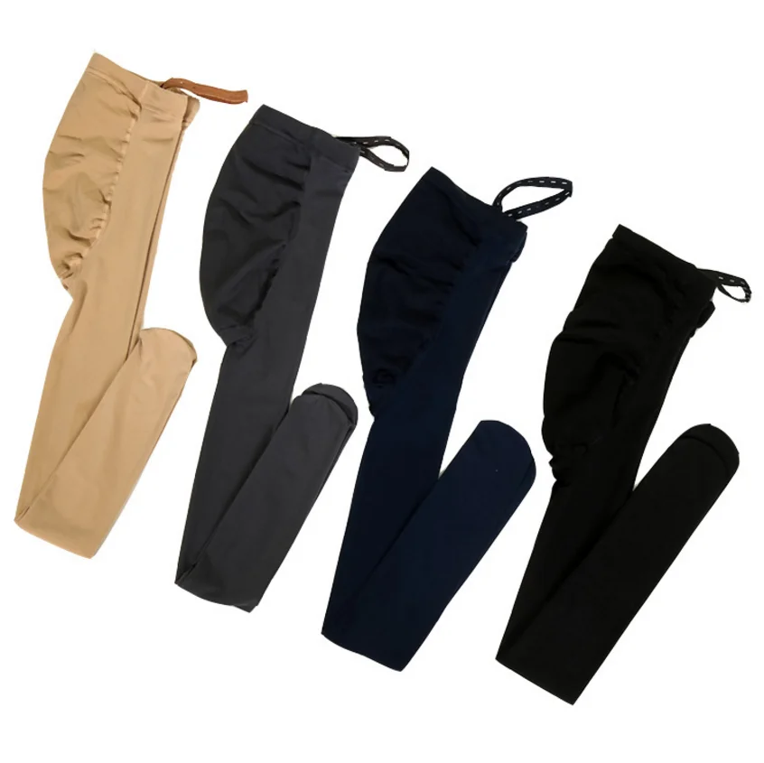 Clothes For Pregnant Spring Autumn Velvet Adjust Leggings Maternity Care Belly Solid Color High Waist Pants Pregnancy Stockings