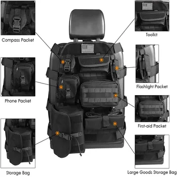 

Universal Seat Cover With Organizer Storage Muti Pocket For Jeep Wrangler Unlimited CJ YJ Cherokee Rubicon Ford F150 Ridgeline