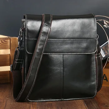 

F.N.JACK Men's Shoulder Bag Casual Men's Leather Men Bag Head Layer Cow Leather Messenger Mens Bag Vertical Bag IPAD Bag 2019