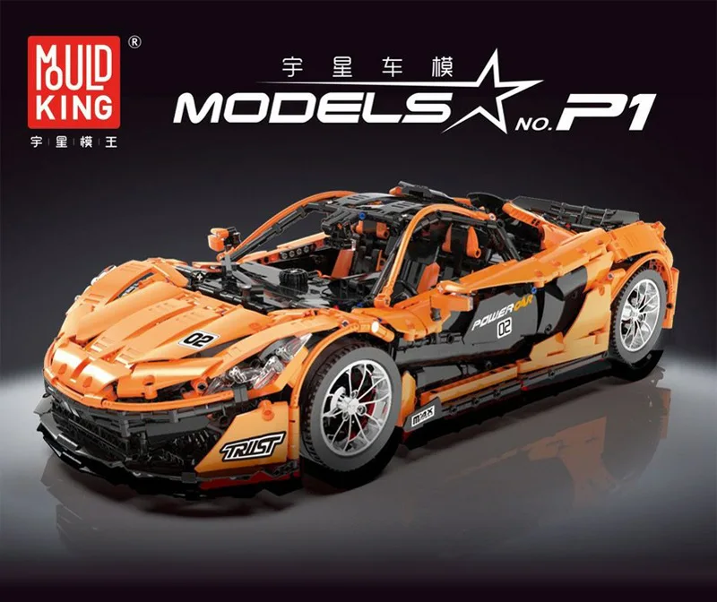 

13090 Technic Series P1 Orange Racing Car Set APP RC Model Building Blocks Power Motor Function compatible legoinglys 20087