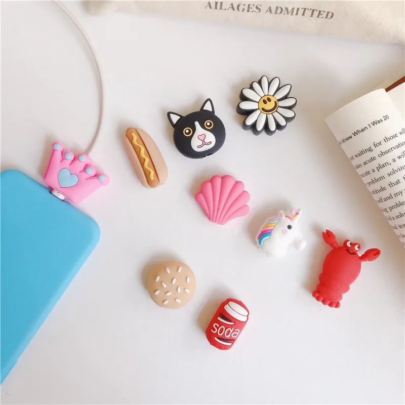 

Funny Flower Charging Cable Protector Cover For Mobile Phone USB Cable Data line Fracture prevention Cartoon Dog Portable case