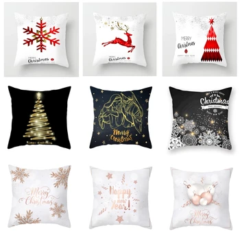 

Christmas decorations for home elk snowflake santa claus merry christmas cover cushion pillowcase happy new year decor gift 2019