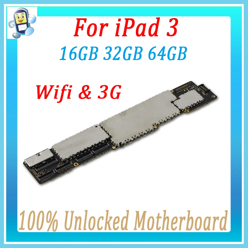 

Original Unlocked Mainboard For iPad 3 Motherboard Wifi + 3G Logic board With Full Chips test good working , Free shpping