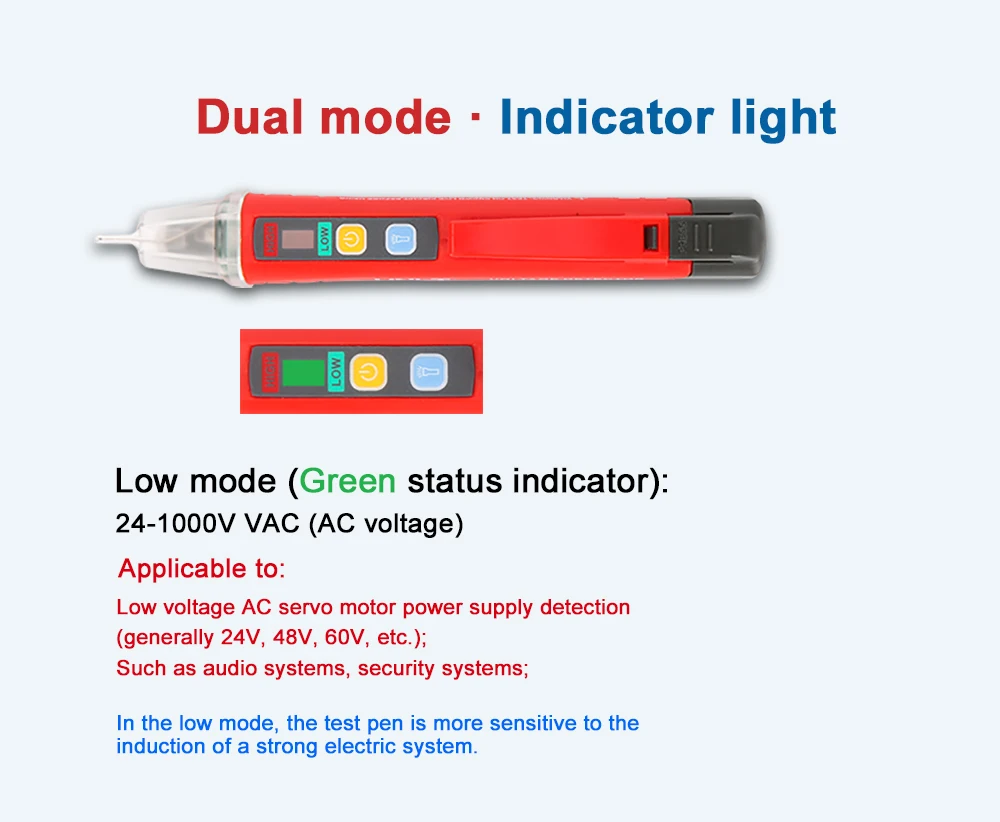 UNI-T AC Напряжение детектор Бесконтактный светодиодный светильник Сенсор тестер 24V~ 1000V Мощность карандаш ручки детектор UT12D