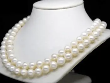

32" 10MM NATURAL south sea white shell pearl necklace AAAA+