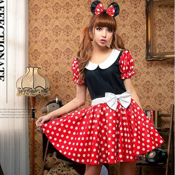 

Minnie Mouse Dresses Cosplay Costume Halloween Party Lolita skirt Cosplay Women Girl School Uniforms Fashion cartoon dress