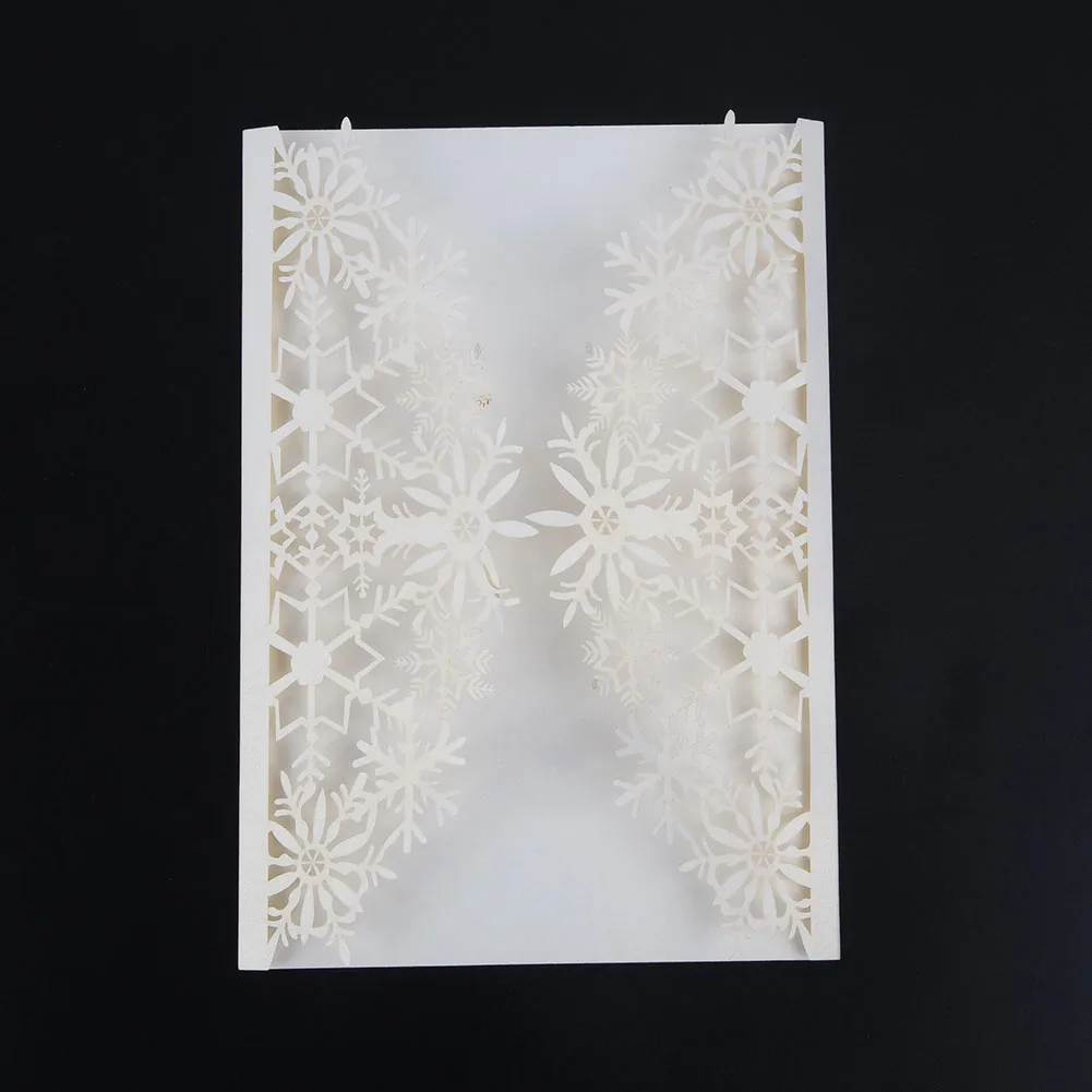  50pcs/Set Greeting Cards White Snowflakes Hollowed Paper Invitation Crafts Festive And Party Suppli - 4.00035E+12
