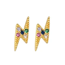 Микро проложить красочный кубический цирконий молнии маленькие серьги для женщин модные золотые цвета ювелирные изделия Прямая
