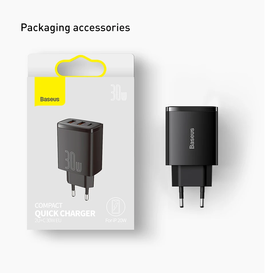 Baseus 30W Charger Type C PD Fast Charging 3 Ports USB Quick Phone Charger For iPhone Xiaomi Samsung 5v 1a usb