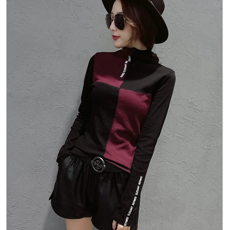 GGRIGHT водолазка, Корейская футболка, женская футболка, camisas mujer, футболка для женщин, футболка с длинным рукавом, топы, женская одежда