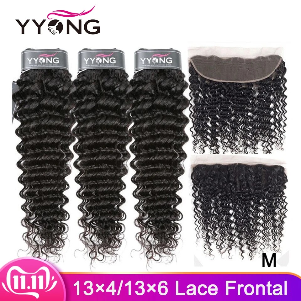 

Peruvian Deep Wave 3 Bundles With Frontal Ear To Ear Lace Frontal With Bundles Remy Human Hair Bundle With Closure Middle Ratio