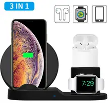 3 в 1 быстрая Беспроводная зарядная станция Подставка для Apple Watch/Airpods/iPhone Xs/XR/X/Max/8 для samsung Galaxy S10/S9/S8