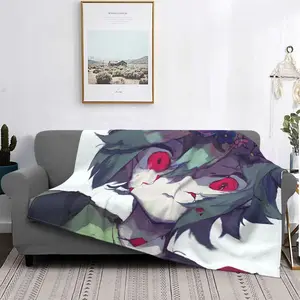 Basil Red Eyes Blanket Omori Game Wool Funny Warm Throw Blankets for Chair Covering Sofa Spring/Autumn