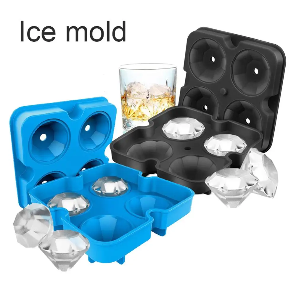 

Silica gel 4 holes household diamond kitchen shaped ice mold whisky summer cool 40FP12