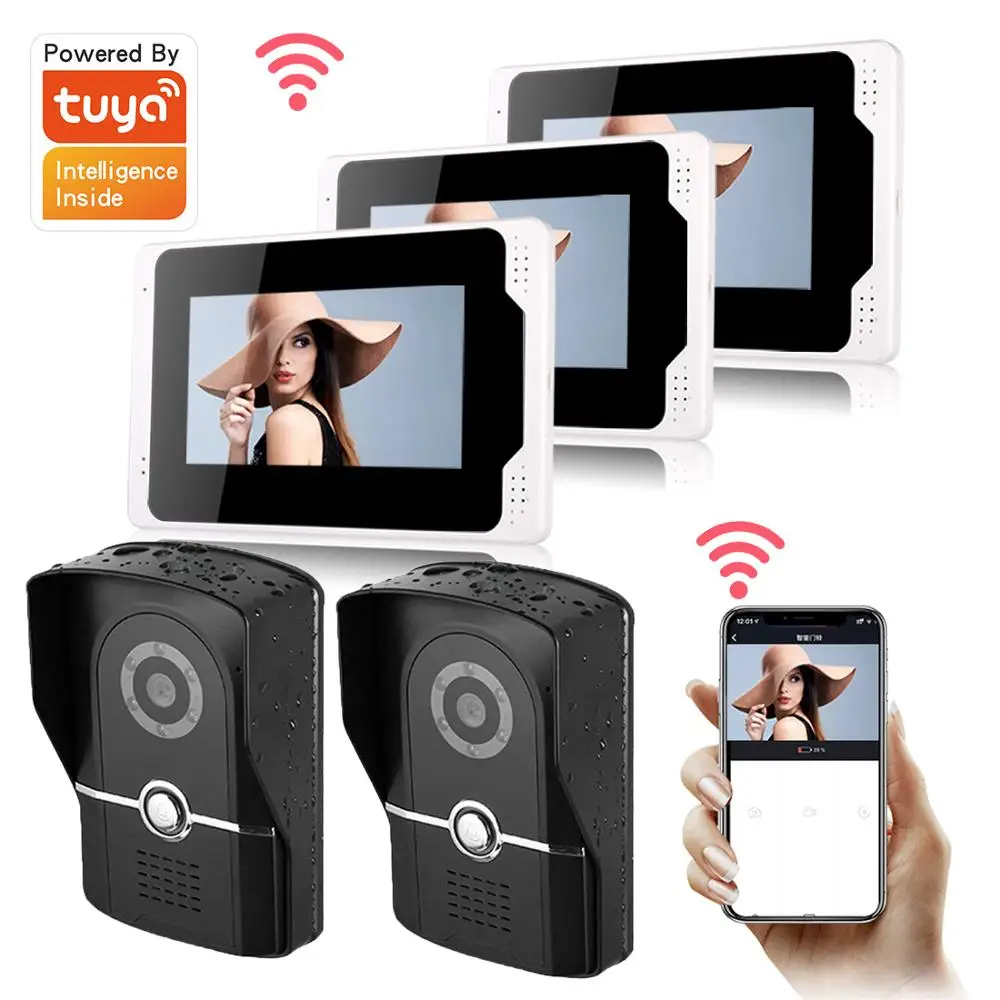 1080P Smart Video Intercom System Tuya WiFi Doorbell Multi Language Touch Monitor Two Way Audio Home Security Camera
