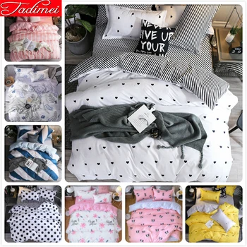

Black White Duvet Cover 3/4 pcs Bedding Set Adult Kids Child Soft Cotton Bed Linens Single Full Queen King Size 150x200 180x220
