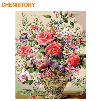 

CHENISTORY Frame Camellia DIY Painting By Numbers Canvas Picture Coloring By Numbers Hand Painted Oil Painting For Home Decor
