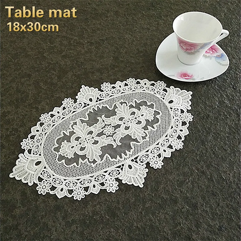 

French Romantic Lace Embroidery Oval Table Mat Plate Cup Cushion Kitchen Restaurant Hotel Placemat Coaster Banquet Party Coffee