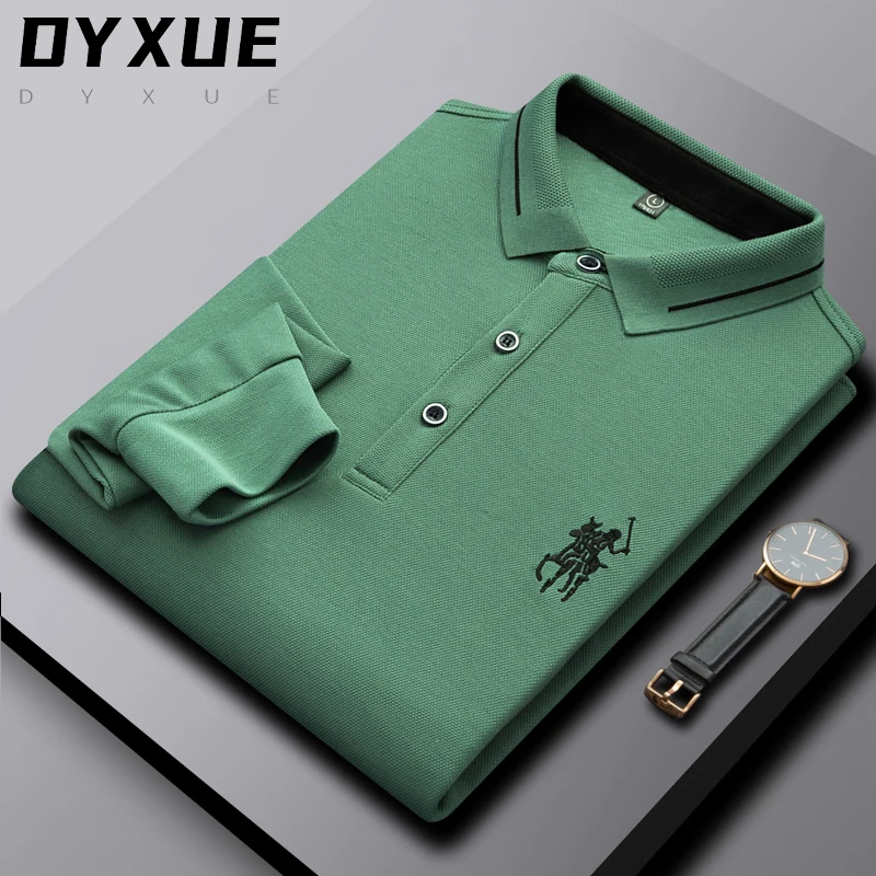 DYXUE Men's 100% Cotton Fashion Short-sleeved Polo Shirt Solid