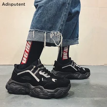 ADISPUTENT New Men Chunky Sneakers Platform Thick Sole Casual Vulcanize Shoes Web Celebrity Dad Female Fashion Sneakers Designer