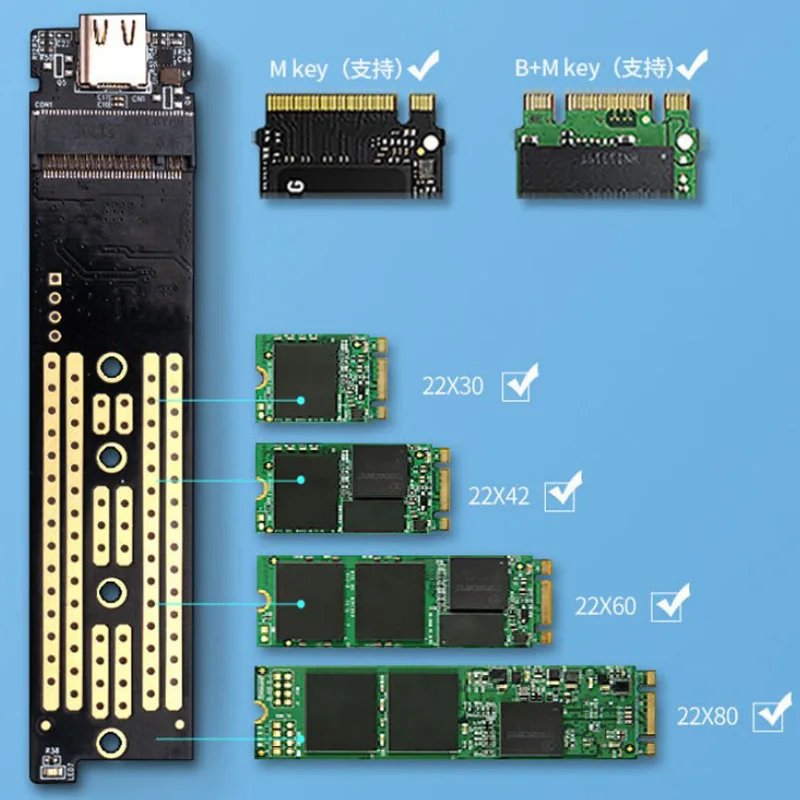  NVME M.2 SSD Fall Solid State Drive Box Fall Aluminium Legierung Gen2 10Gbps High Speed Übertragung
