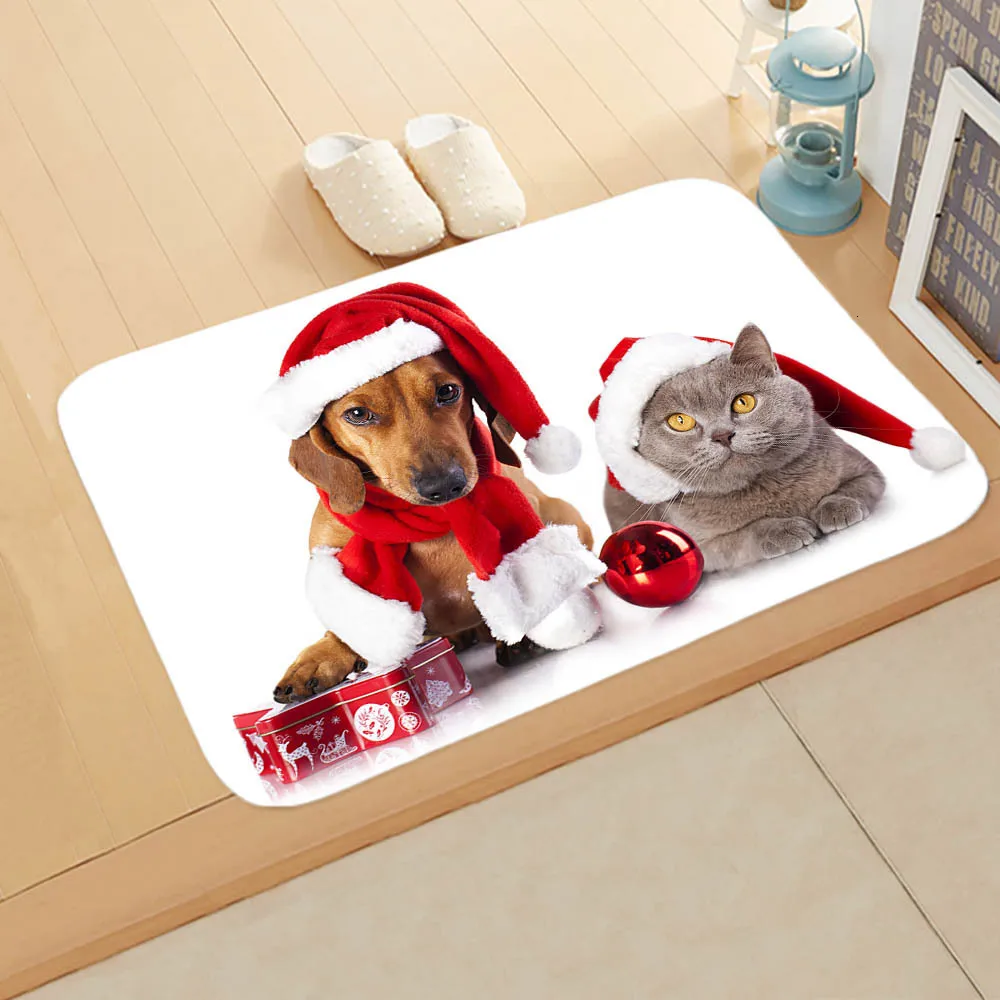 3D Рождественский коврик Kawaii Cat напечатанный ковер Противоскользящий коврик наружные коврики кухонные передние двери коврики Xmas Tapete Para Sala - Color: 10