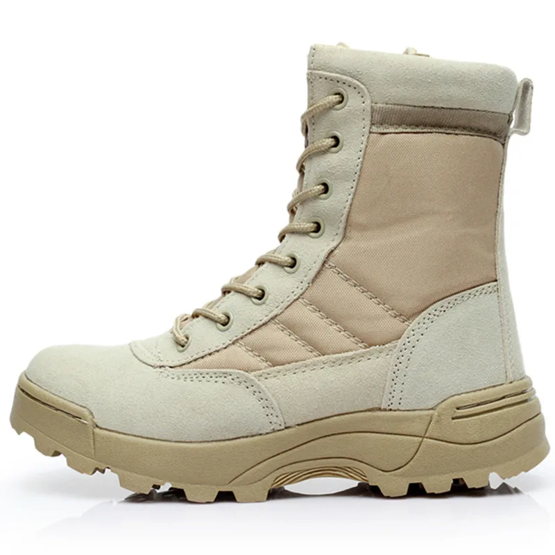 QWEDF/мужские тактические армейские ботинки в стиле милитари; повседневная обувь из дышащей кожи с сетчатым верхом; Рабочая обувь для пустыни; мужские армейские B4-49 - Цвет: Sand