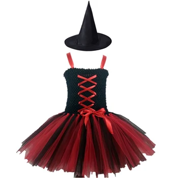 

Halloween Pirate Costume With Hat Girls Evil Wizard Witch Carnival Birthday Cosplay Tutu Dress For Holidays Procession Photos