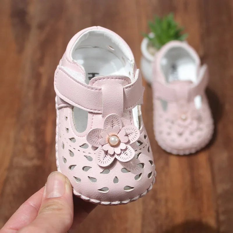 Infant Girls Baby Sandals Shoes Summer Kids Flower Shoes Hollow Soft Leather Sandals Children Toddler Cute 0-2 Years Old