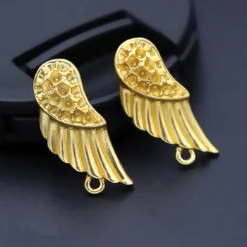 

10 pairs Zinc Alloy Angel Wings Matte Earrings Connector Linkers Point Rhinestone Base for DIY Dangle Earrings Jewelry Making