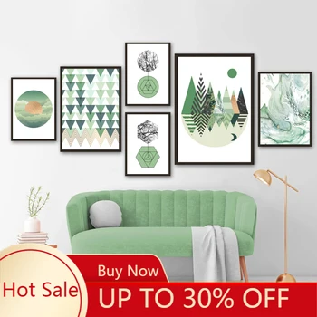 

Canvas Painting Green Abstract Geometry Marble Landscape Wall Art Nordic Posters And Prints Wall Pictures For Room Decor