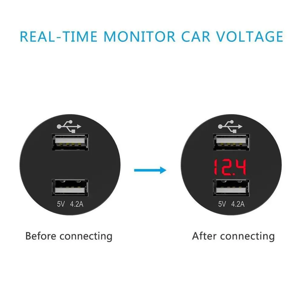 12V/24V Автомобильный 4.2A двойной USB Разъем Напряжение Вольт Метр морская панель