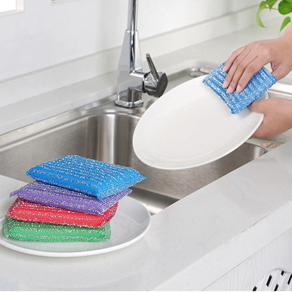 4pcs Scrub King Cleaning Rag Sponge Dish Towel Non-Stick Oil Scouring Pad Kitchen Washing Cloth Brush Bowl | Дом и сад