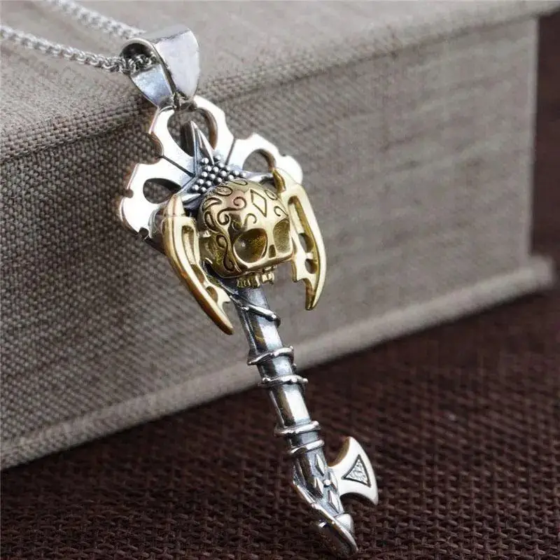 

Retro Trend New Personality Rock Skull Key Pendant Necklace Men's Trend Gothic Party Evening Jewelry Accessories Wholesale Gifts